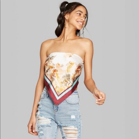 Wild Fable Strapless Printed Scarf Top - Picture 2 of 10